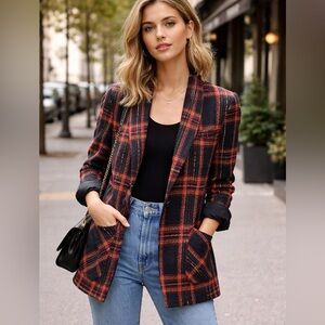 Vintage Kensington Square Plaid Blazer Petite Small